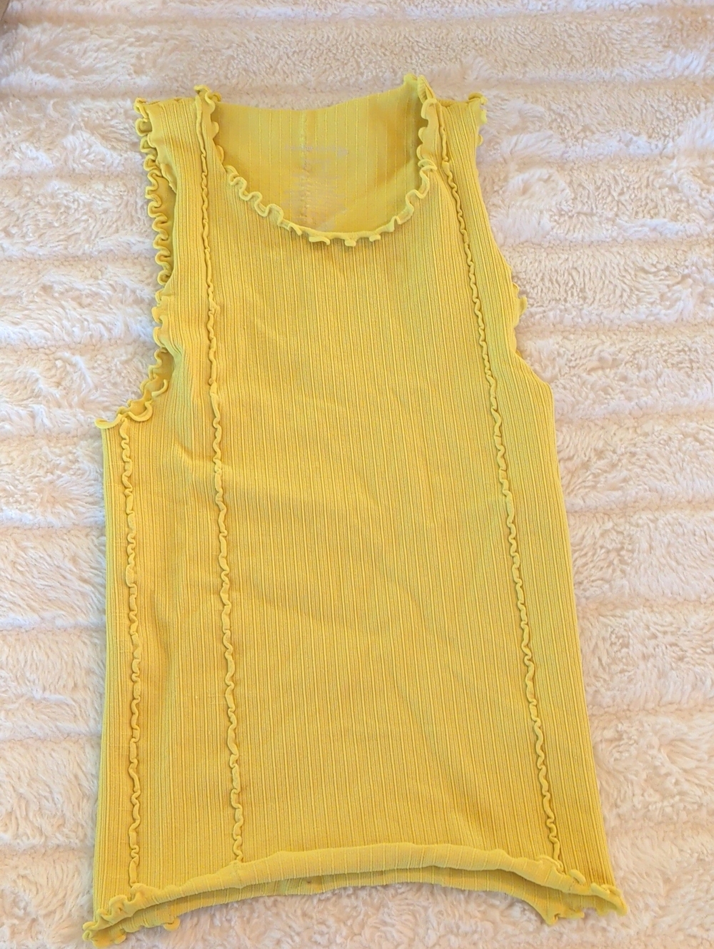 Free People Intimately Yellow Ruffle-Trim Ribbed Tank Top - Women